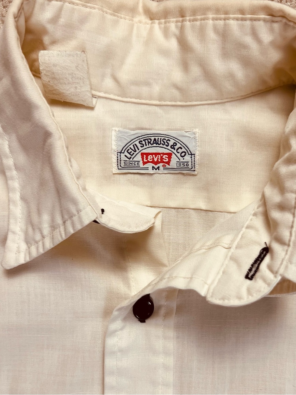 Vintage 70s Levi’s Saddleman Western Work Shirt – White Tab - Ivory Chambray – M - Picture 6 of 12